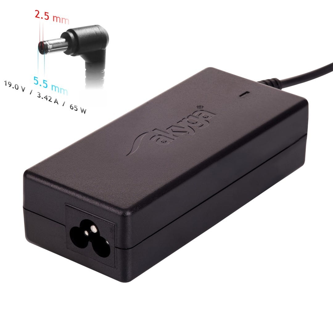 Zasilacz sieciowy Akyga AK-ND-01 do notebooka Acer, Asus, BenQ, DELL, Fujitsu-Siemens, HP, IBM, Lenovo, Toshiba (19 V; 3,42 A; 65W; 5.5 mm x 2.5 mm)