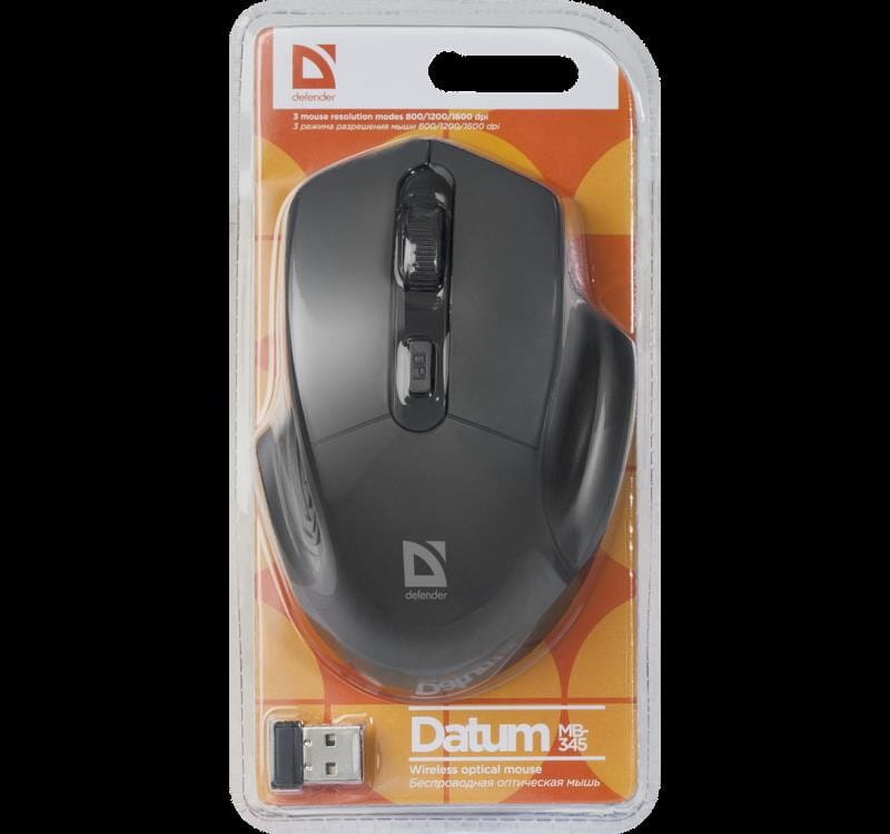 DEFENDER MYSZ DATUM MB-345 RF OPTICAL 1600DPI 4P CZARNA 52345 BEZPRZEWODOWA