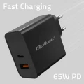 QOLTEC ŁADOWARKA SUPER QUICK PD | 1XUSB-C | 1XUSB | 65W | 5-20V | 1.5-3.25A | CZARNA