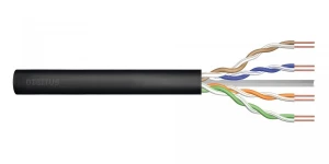 Kabel instalacyjny zewnętrzny żelowany DIGITUS kat.6, U/UTP, AWG 23/1, PE, 305m, czarny, szpula