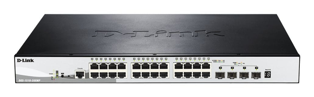 D-Link DGS-1510-28XMP/E łącza sieciowe Zarządzany L2/L3 Gigabit Ethernet (10/100/1000) Obsługa PoE Czarny, Szary