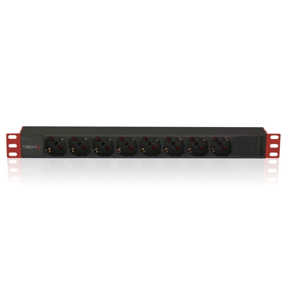 Rozdzielacz zasilania PDU 8 x gniazdo sieciowe 1U Czarny, Czerwony