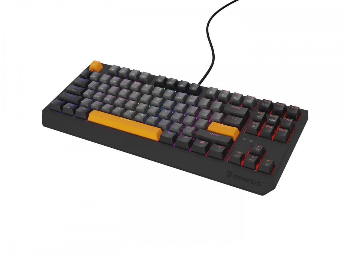 GENESIS Thor 230 TKL klawiatura Gaming USB + RF Wireless + Bluetooth QWERTY Czarny, Szary, Pomarańczowy