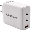 Qoltec Ładowarka sieciowa 100W GaN  | 5-20V | 1.5-5A | 2 x USB-C PD | 1 x USB QC 3.0 | Biała