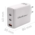 Qoltec Ładowarka sieciowa 100W GaN  | 5-20V | 1.5-5A | 2 x USB-C PD | 1 x USB QC 3.0 | Biała