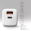 Axagon ACU-PQ30W Ladegerät QC3.0.4.0/AFC/FCP/PPS/Apple+ PD USB-C 30W - weiß - USB Typ C Telefon komórkowy, Smartfon, Smartwatch, Tablet, Uniwersalne B