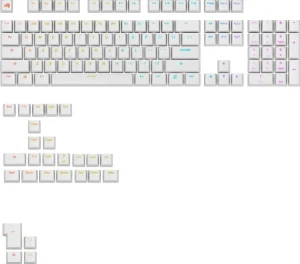 Glorious Podświetlane GPBT, układ ANSI (USA), PBT, Dye-Sub - biały