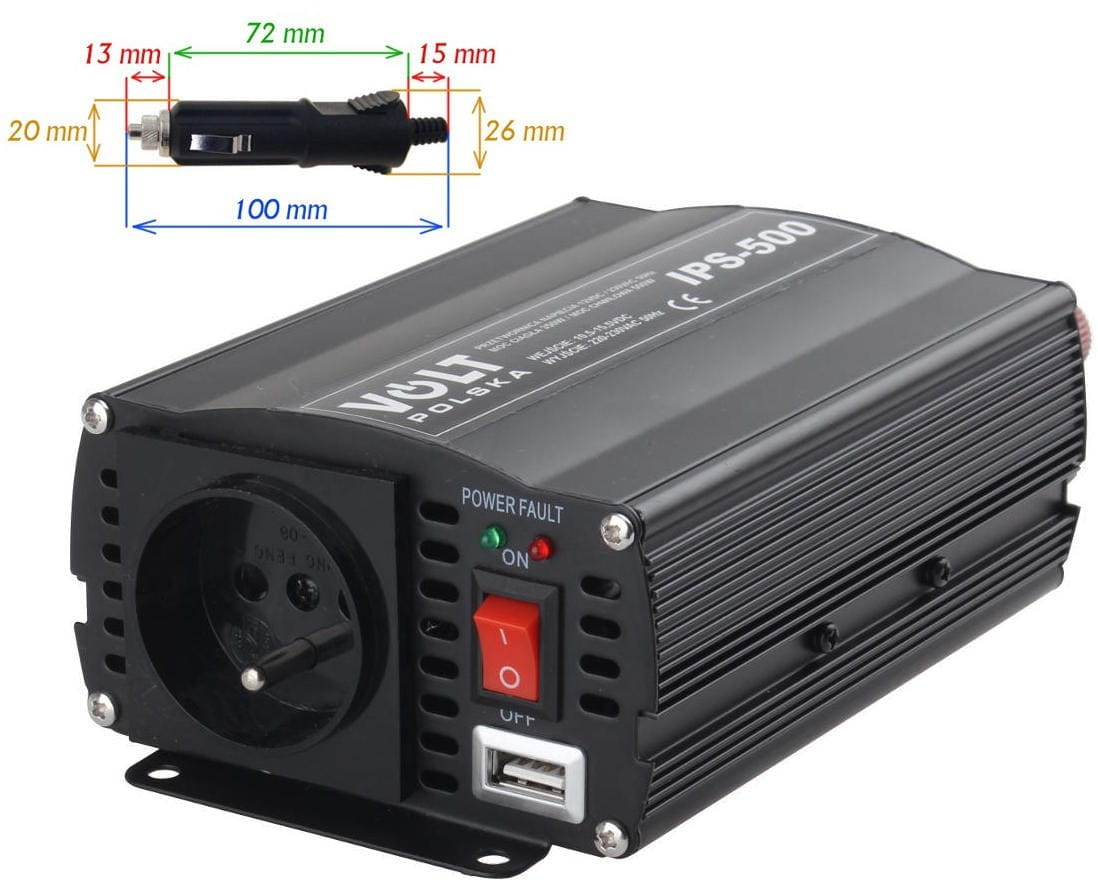 Przetwornica VOLT POLSKA IPS-500 12V/230V 350/500W