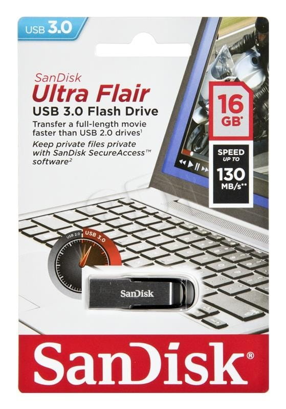 Pendrive SanDisk Ultra Flair SDCZ73-016G-G46 (16GB; USB 3.0; kolor srebrny)
