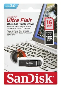 Pendrive SanDisk Ultra Flair SDCZ73-016G-G46 (16GB; USB 3.0; kolor srebrny)
