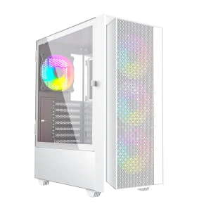 GEMBIRD OBUDOWA FORNAX 4000W MIDI-TOWER (2X USB 3.0, 1X USB 2.0, HD AUDIO, SZKLANY PANEL BOCZNY, PODŚWIETLENIE ARGB) BIAŁA