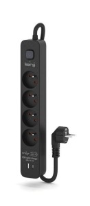 Listwa zasilająca KERG  z wyłącznikiem-4 gniazda USBC+USBA 16A 3m ; czarny