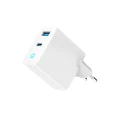 GEMBIRD 2-PORTOWA SZYBKA ŁADOWARKA SIECIOWA GAN (PD) USB (A+C), 65W, BIAŁA