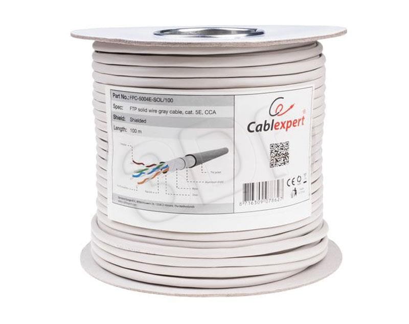 Kabel sieciowy GEMBIRD FPC-5004E-SOL/100 (F/FTP; 100m; kat. 5e; kolor szary)