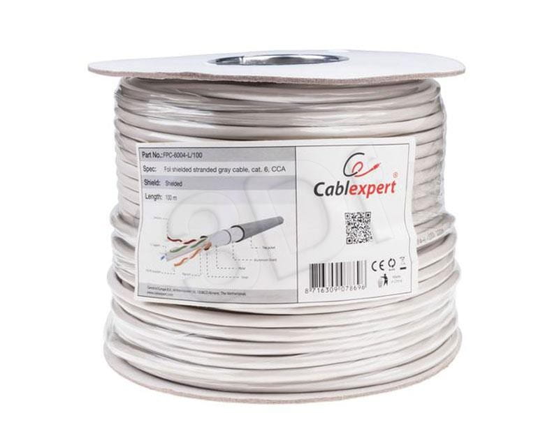 Kabel sieciowy GEMBIRD FPC-6004-L/100 (F/FTP; 100m; kat. 6; kolor szary)
