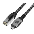 Techly ICOC U3C-RJ45-010 kabel sieciowy Srebrny, Czarny 1 m Cat6 F/UTP (FTP)