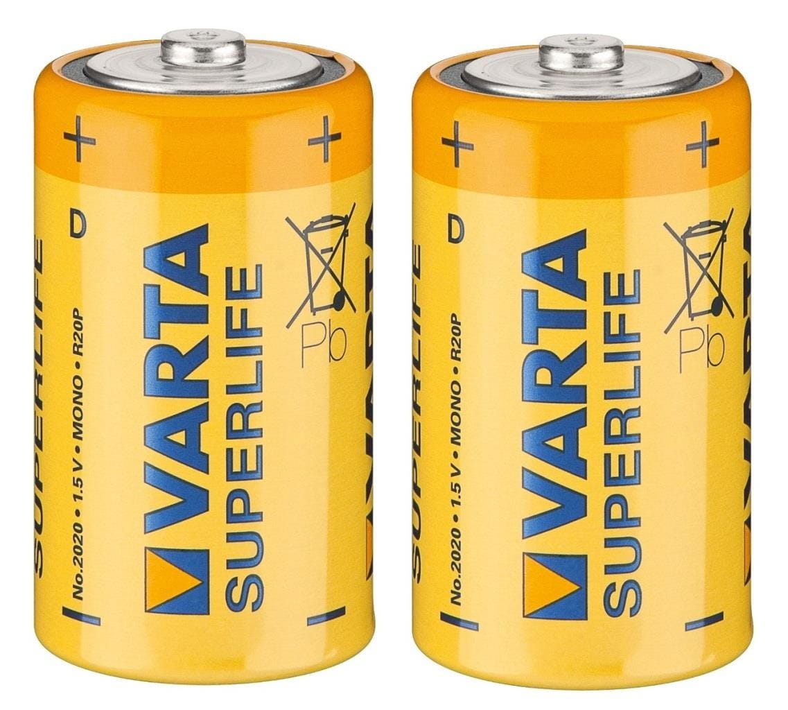 Zestaw baterii cynkowo-węglowe VARTA Superlife R20 D (Zn-C; x 2)