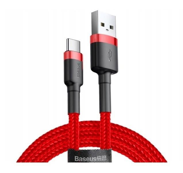 Kabel Baseus Cafule CATKLF-C09 (USB 2.0 - USB typu C ; 2m; kolor czarno-czerwony)