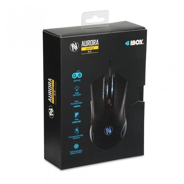 Mysz IBOX Aurora A-3 IMOGS9002 (optyczna; 6200 DPI; kolor czarny)