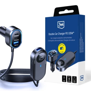 Accessories - 3mk Double Car Charger 135W PD QC PPS USB 2A4C Black/Gray