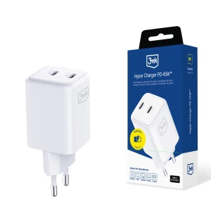 Accessories - 3mk Hyper Charger PD 45W GaN QC4+ PPS 2C Super-Fast Charge 2.0 White